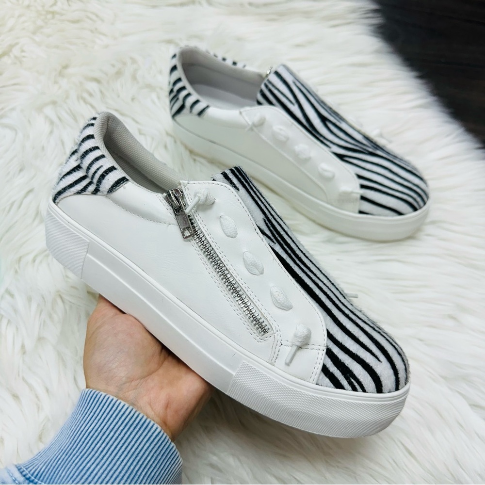 White Zebra Zipper Sneaker